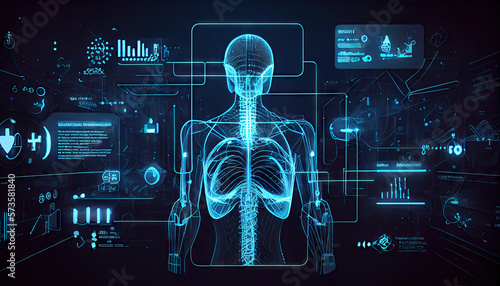 Fotografiet Healthcare and medicine, Human, Modern interface screen on laboratory