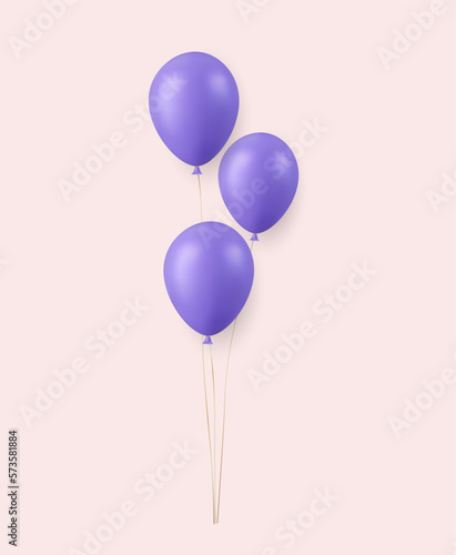3d Realistic blue Happy Birthday Balloons Flying for Party and Celebrations