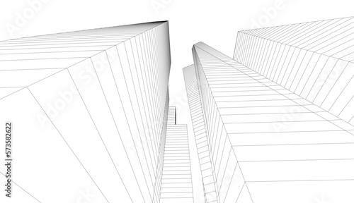 City skyscrapers 3d illustration 3d rendering