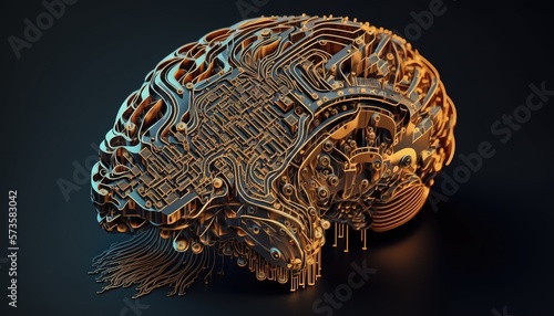 Smart Robotic Style Artificial Intelligence Brain Illustration, with Licensed Generative AI Technology Assistance