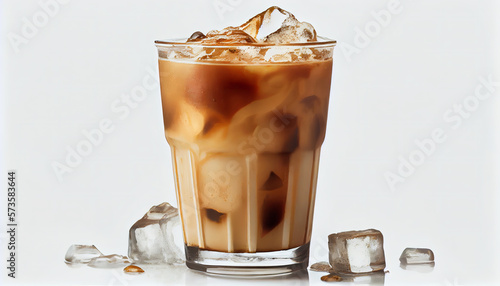 illustration of glass with iced coffee latte photo