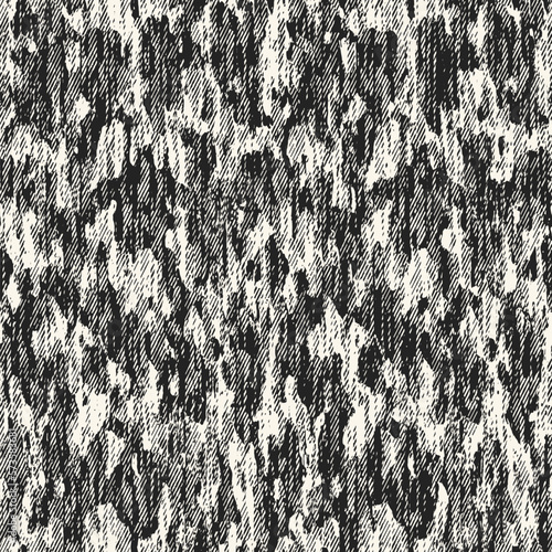 Monochrome Distressed Canvas Textured Camouflage Pattern
