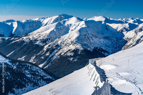 Poland 2022. Beautiful view on the snow Tatry. Zakopane  Giewont  Kasprowy Wierch  Swinica  Rysy  Kresanica.
