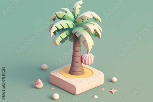 Tiny cute isometric design palm tree emoji 3d rendering made with Generative AI