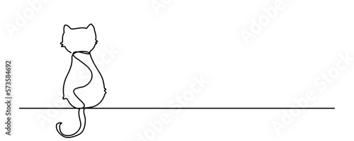 single line drawing of a sitting cat There is a copy space for your text.