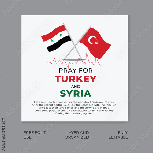 Pray for Turkey and Syria Background Banner Template vector illustration. Turkey Earthquake Social media post template 