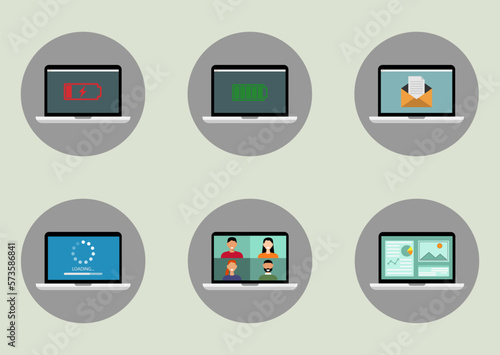 Color image of laptop. Vector illustration