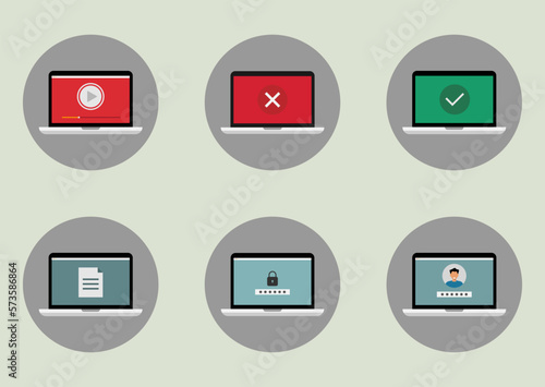 Color image of laptop. Vector illustration