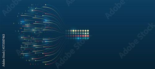 Visualization of Sorting data, Abstract processing of information flow. Vector database background. Filtering machine algorithms.