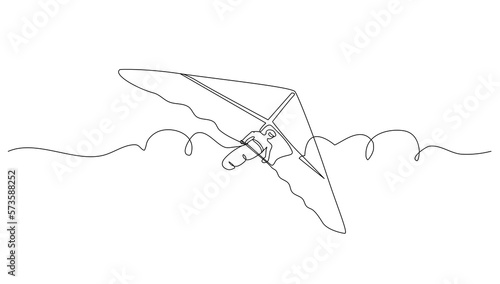Continuous line art Hang gliding for vector illustration, extreme sports. graphic design modern continuous line drawing