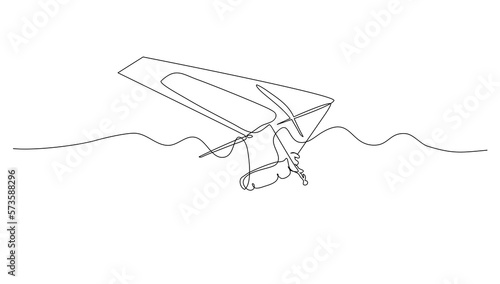 Continuous line art Hang gliding for vector illustration, extreme sports. graphic design modern continuous line drawing