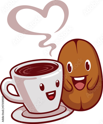 Cute coffee cartoon character design