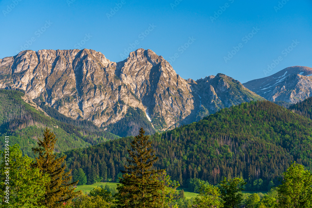 Poland 2022. Beautiful view on the snow Tatry. Zakopane, Giewont, Kasprowy Wierch, Swinica, Rysy, Kresanica.