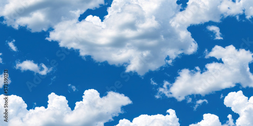 Clouds on the blue sky seamless texture, pattern background (created with Generative AI)