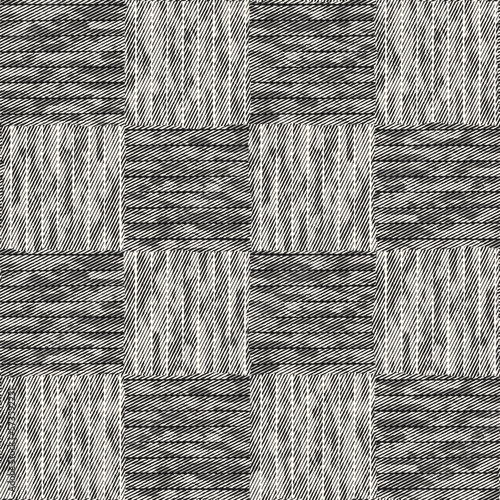 Monochrome Washed Canvas Effect Textured Checked Pattern