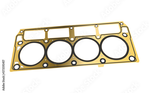 Engine head gasket in gold, vector illustration on white background
