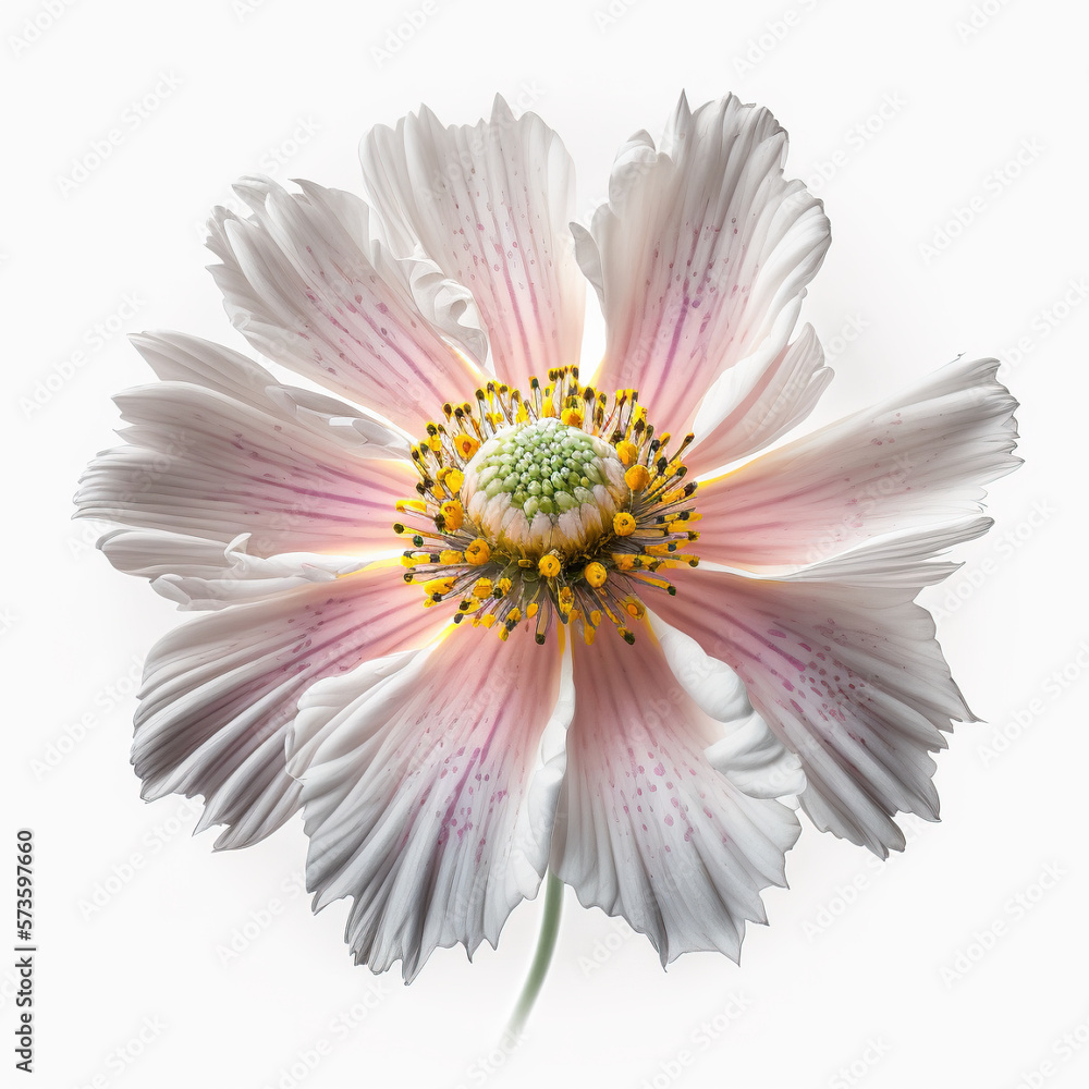 Beautiful flower on white background. Exotic nature beauty blossom plant - AI generative