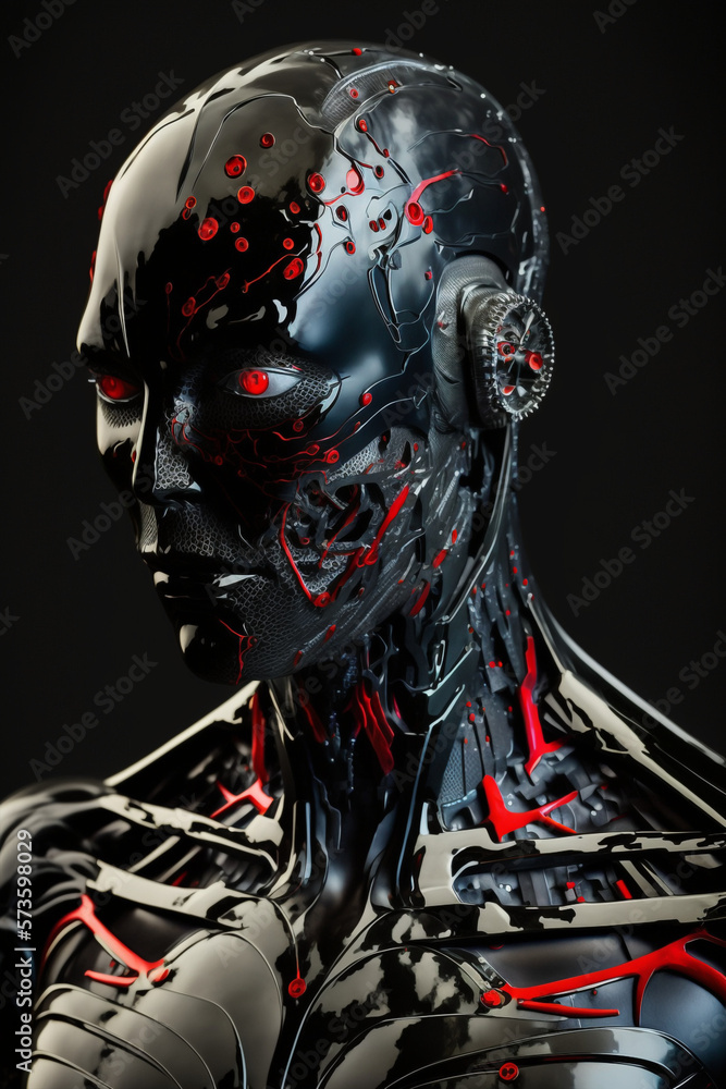 Generative ai illustration sci-fi futuristic humanoid incomplete robot. Generative ai illustration sci-fi futuristic humanoid incomplete robot.