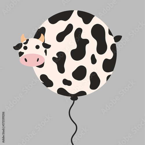 Cartoon dairy cow in balloon shape. Can be used for decorative accessories, stickers, wallpapers, and others.