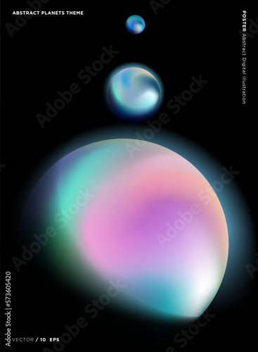 Fantastic planets. Color Planets on a dark background. Vector illustration.