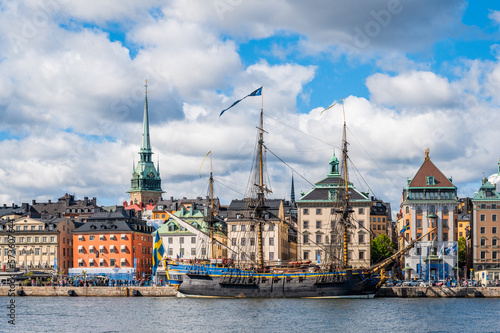 Big sailing ship anchored in Stockholm, Sweden