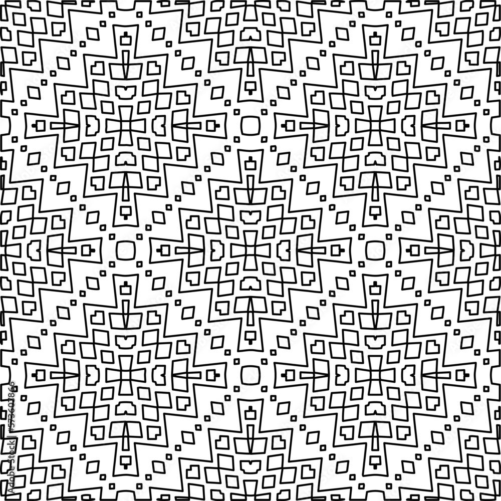 Monochrome ornamental texture with smooth linear shapes, zigzag lines, lace pattern.Abstract geometric black and white pattern for web page, textures, card, poster, fabric, textile.
Monochrome ornamental texture with smooth linear shapes, zigzag lines, lace pattern.Abstract geometric black and white pattern for web page, textures, card, poster, fabric, textile.