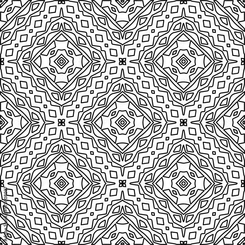 Monochrome ornamental texture with smooth linear shapes, zigzag lines, lace pattern.Abstract geometric black and white pattern for web page, textures, card, poster, fabric, textile.
Monochrome ornamental texture with smooth linear shapes, zigzag lines, lace pattern.Abstract geometric black and white pattern for web page, textures, card, poster, fabric, textile.