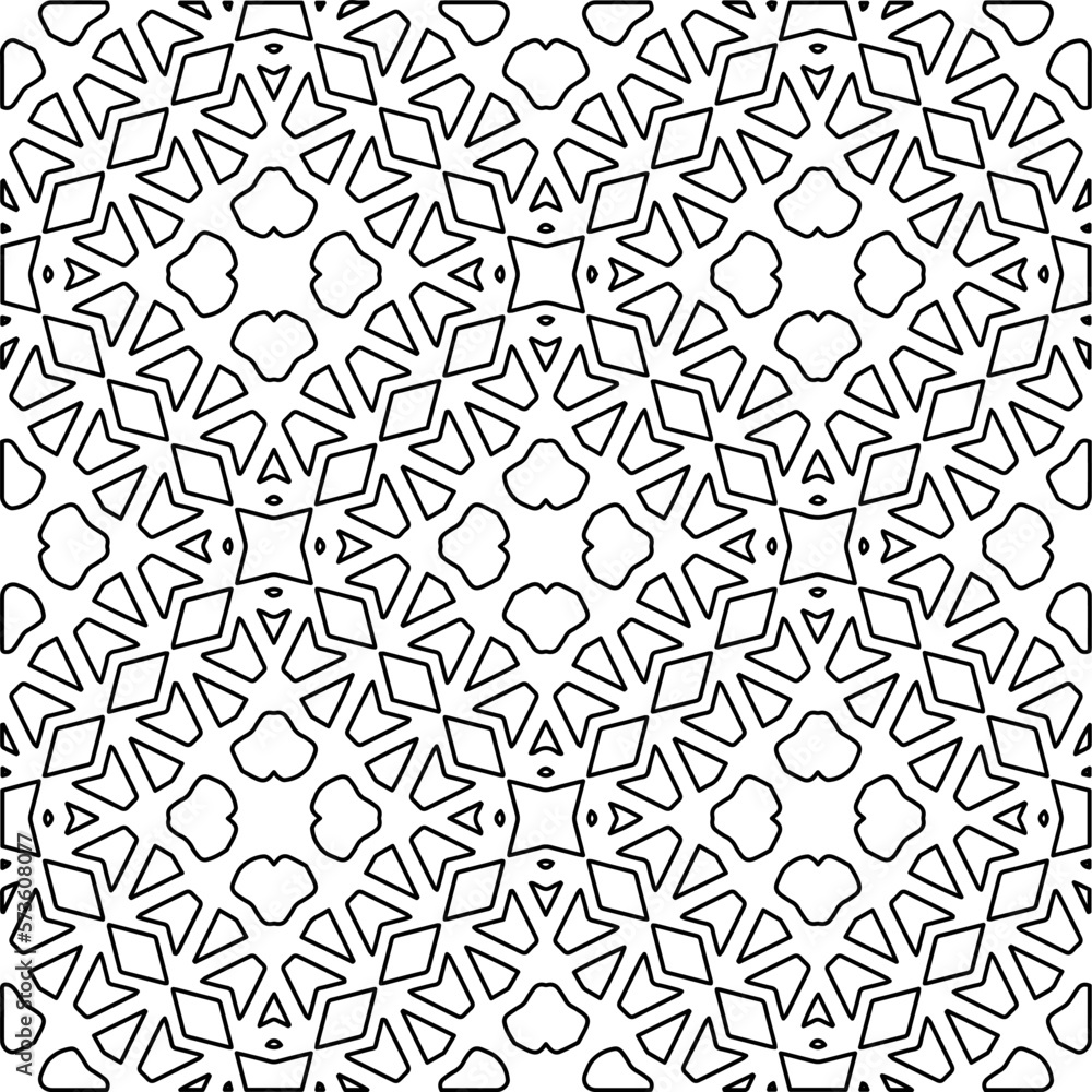Monochrome ornamental texture with smooth linear shapes, zigzag lines, lace pattern.Abstract geometric black and white pattern for web page, textures, card, poster, fabric, textile.
Monochrome ornamental texture with smooth linear shapes, zigzag lines, lace pattern.Abstract geometric black and white pattern for web page, textures, card, poster, fabric, textile.