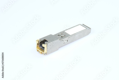 gigabit sfp modules for network switch isolated on white background, transceiver RJ45