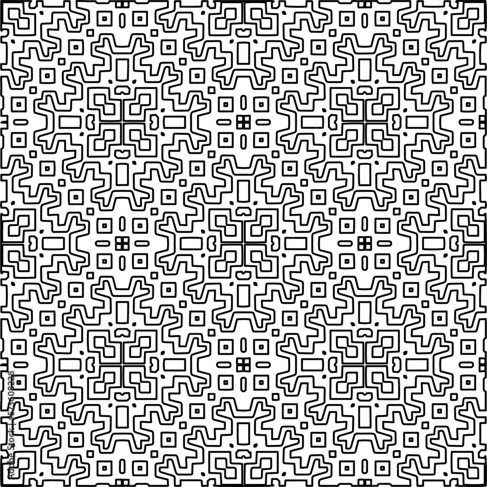 Monochrome ornamental texture with smooth linear shapes, zigzag lines, lace pattern.Abstract geometric black and white pattern for web page, textures, card, poster, fabric, textile.
Monochrome ornamental texture with smooth linear shapes, zigzag lines, lace pattern.Abstract geometric black and white pattern for web page, textures, card, poster, fabric, textile.