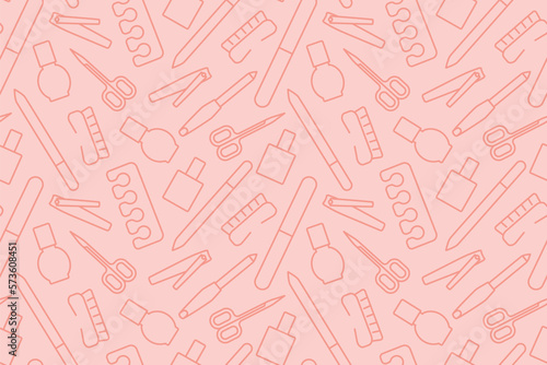 seamless pattern with manicure, pedicure tools - vector illustration