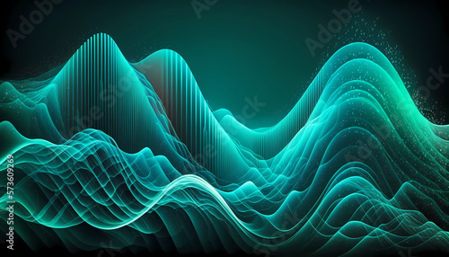 Abstract Motion and Energy Waves in Turquoise Background Generative AI © Amika Studio