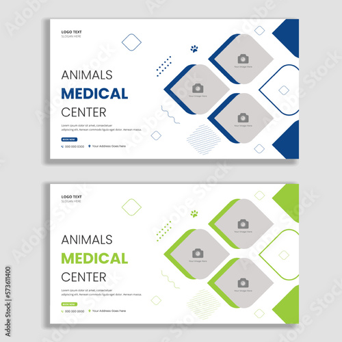 Animal medical center social media post and web banner template