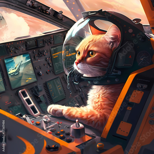 Cat in cockpit photo