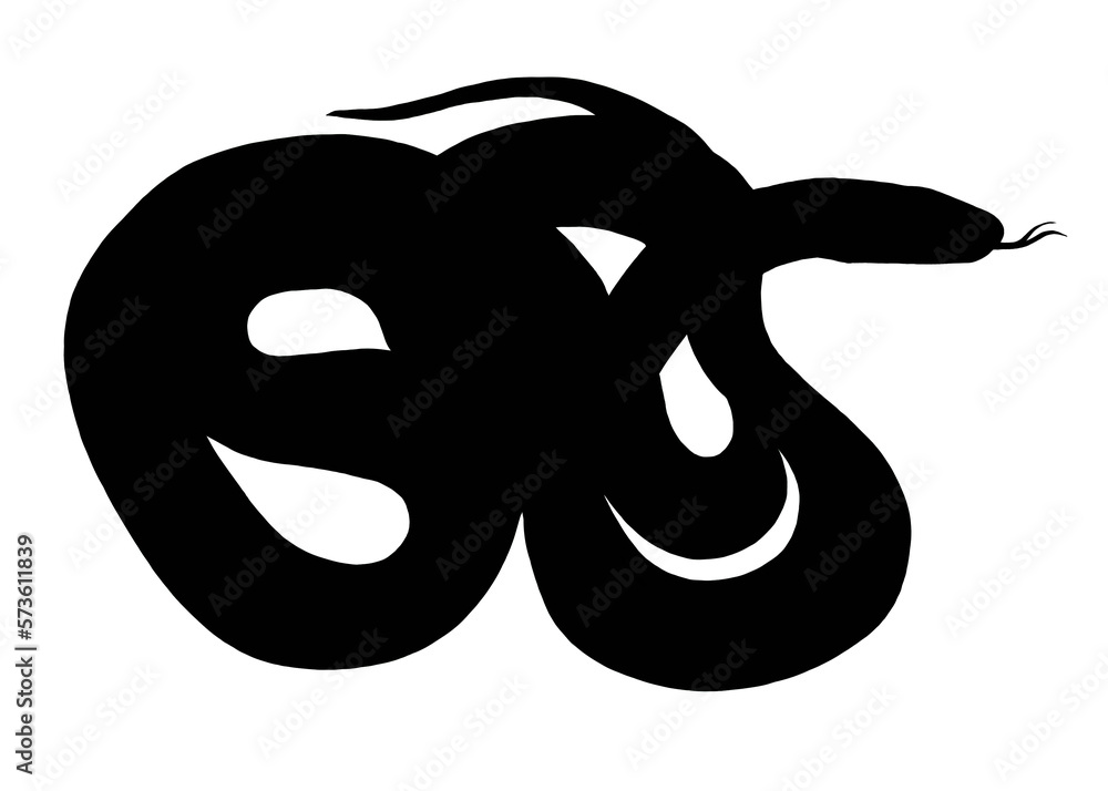 Silhouette of a tangled snake on white background Silhouette of a tangled snake on white background