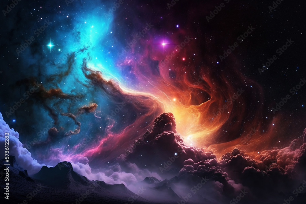 Colorful nebula background. Ai generated