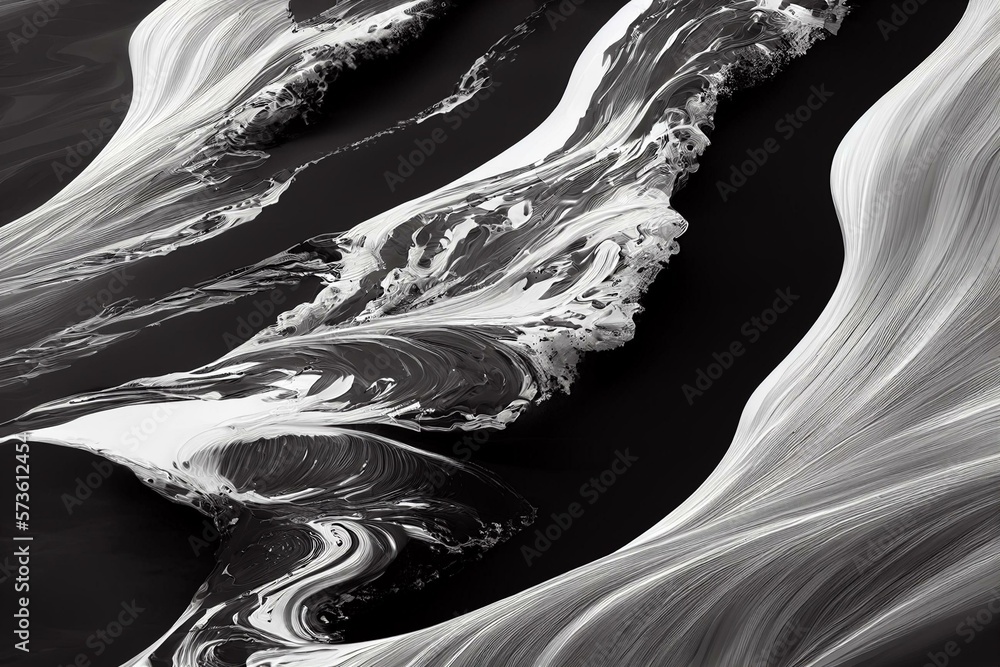 picture of a black and white abstract liquid wave art made from ...