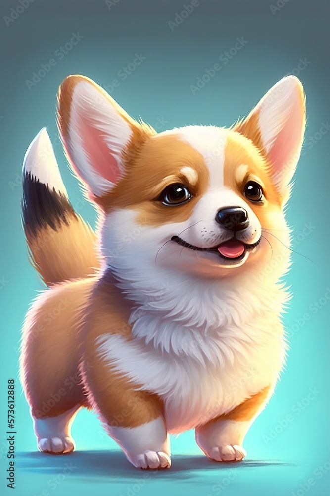 kawaii cute corgi cartoon T-shirt design