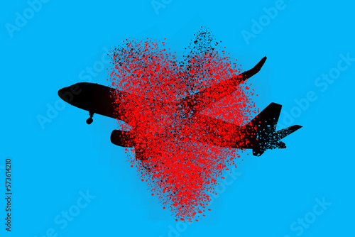 Commercial aircraft overflying the sky and arriving at airport