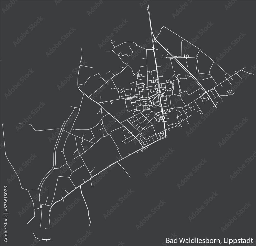 Detailed hand-drawn navigational urban street roads map of the BAD WALDLIESBORN BOROUGH of the German town of LIPPSTADT, Germany with vivid road lines and name tag on solid background