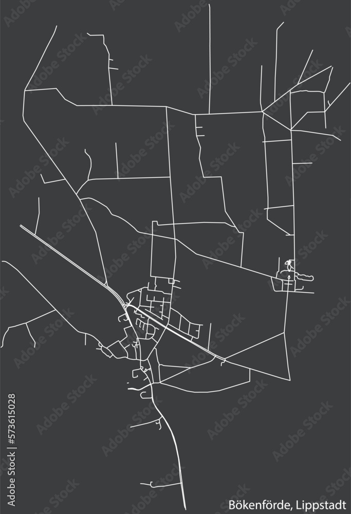 Detailed hand-drawn navigational urban street roads map of the BÖKENFÖRDE BOROUGH of the German town of LIPPSTADT, Germany with vivid road lines and name tag on solid background