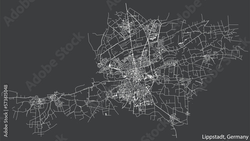 Detailed hand-drawn navigational urban street roads map of the German town of LIPPSTADT, GERMANY with vivid road lines and name tag on solid background