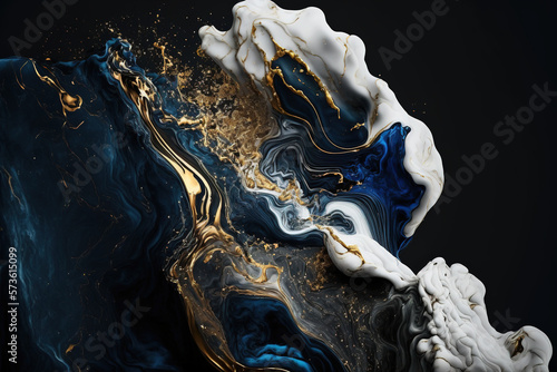 Abstract fluid art blue background. Luxury wallpaper. AI 