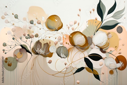 Abstract flower aesthetic painting pastel background drawing. Blossom decor Generative AI