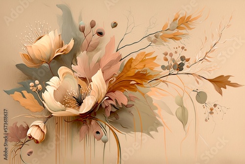 Abstract flower aesthetic painting pastel background drawing. Blossom decor Generative AI