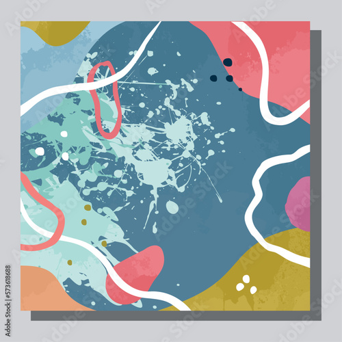  Illustration vector EPS 10 print. Hand draw painted abstract organic shapes. contemporary aesthetic boho mid century modern art in Scandinavian nordic design style 