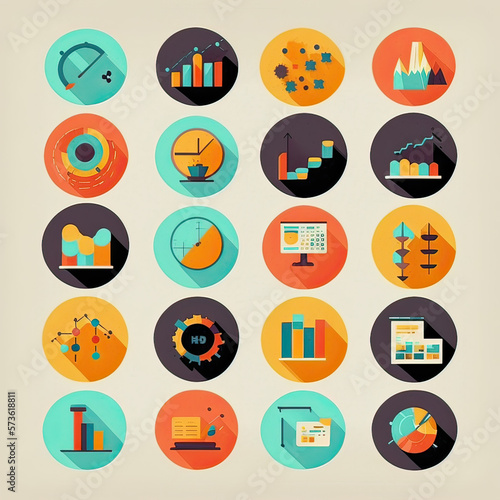 flat icons set, generative artificial intelligence