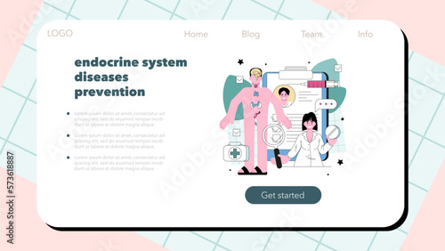 Endocrinologist web banner or landing page. Thyroid gland