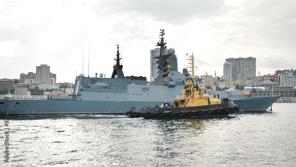 The warships of Vladivostok in the pier.