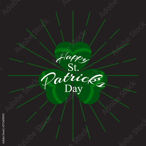 Happy St. Patrick's Day. The emblem is a leafy clover. Greeting card. Vector illustration